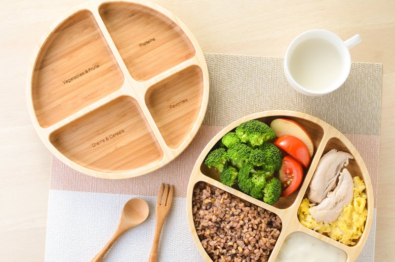 laboos La Boos Round Dish Healthy Separation Plate, Cereals, Cegetables, Protein, Keep Health Ratio Per Meal, Lunch Plate, Dinner Dish (Round Dish) - Image 3